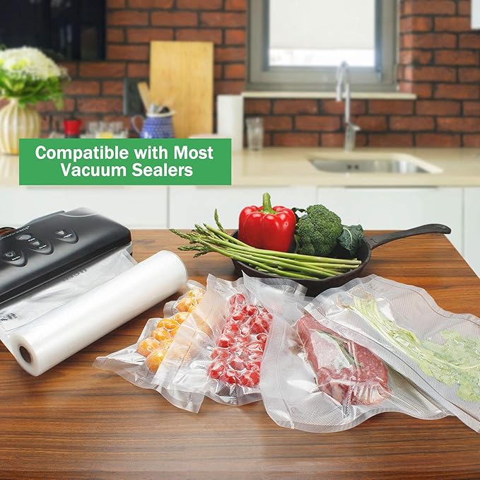 Vacuum Sealer Bags Rolls 2-Pack 11"X50' Commercial Grade BPA Free Double Sides Textured Vacuum Seal Bags Compatible with FoodSaver and Sous Vide Cooking (Total 100 Feet)