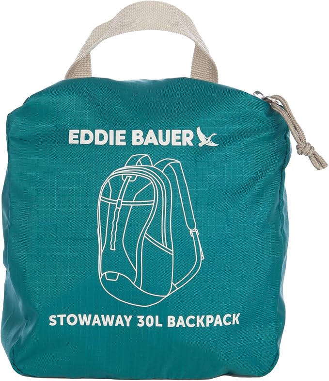 Eddie Bauer Stowaway Packable Backpack | Travel | Outdoor | Lightweight | Foldable | Durable | Ripstop Polyester | 30L - Deep Sea