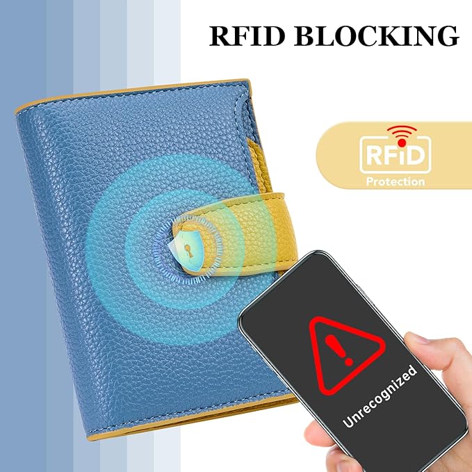 Airkit Small Wallet Women RFID Blocking Soft Leather Bifold Compact Card Holder Wallet for Women with Zipper Coin Pocket 4 ID Window