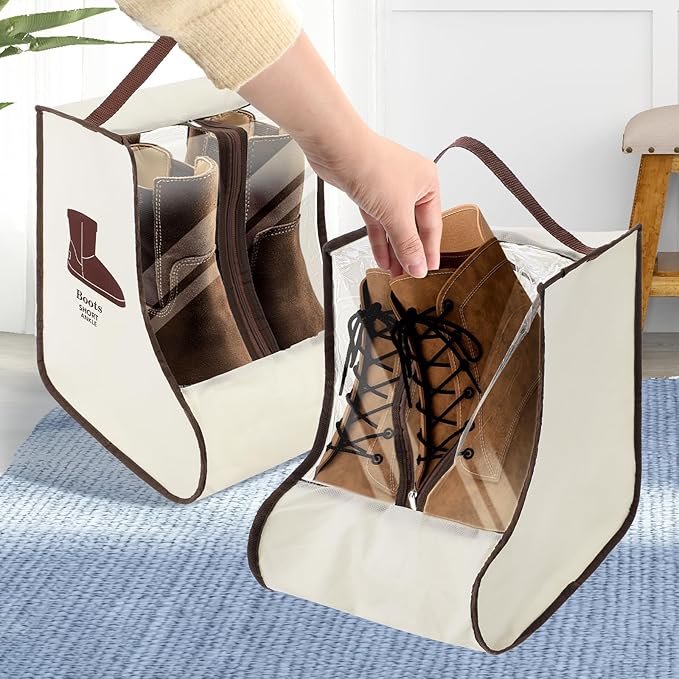 2 Set Boot Storage Bag, Portable Boots Protector Bag Dust Proof Travel Shoe Bags with Handle Boots Organizer for Packing Travel and Daily Use (Short)