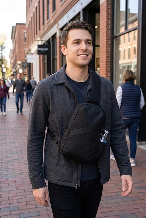 Anti-Theft Classic Crossbody Sling Bag, RFID-Blocking, Slash-Resistant with Locking Zippers for Travel & Everyday City Use | RFID Blocking, Locking Zipper, Slash-Resistant, Locking Strap, Ambidextrous Wear