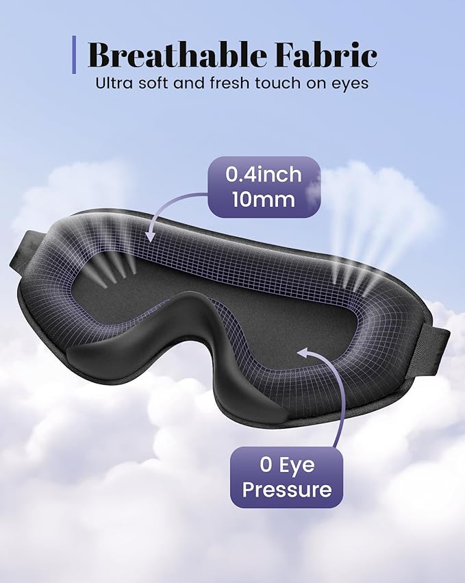 WAOAW Sleep Mask for Men Women: Blackout Eye Masks for Sleep - 3D Breathable Soft Comfortable Eye Mask for Travel - Adjustable Light Blocking Night Masks for Sleeping