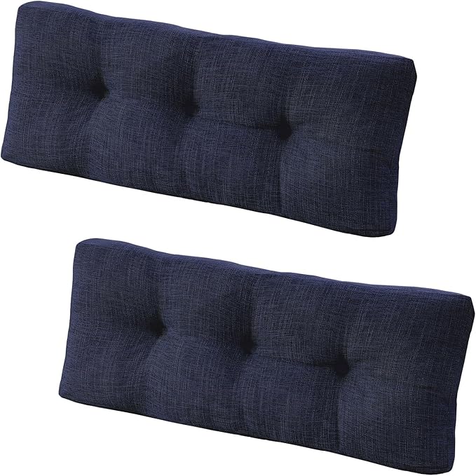 downluxe Indoor Bench Cushion for Indoor Furniture, Non-Slip Tufted Overstuffed Textured Foam Bench Seat Cushion, 36" X 14" X 4", Navy, 2 Pack