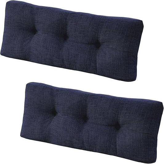 downluxe Indoor Bench Cushion for Indoor Furniture, Non-Slip Tufted Overstuffed Textured Foam Bench Seat Cushion, 36" X 14" X 4", Navy, 2 Pack
