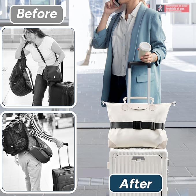 Travel Inspira Magnetic Quick-Release Travel Belt for Luggage Strap - Hands-Free, Lightens Load, Secures Multiple Bags, Adjustable & Lightweight for Effortless Travel