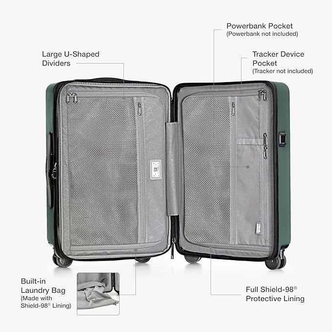 Traveler's Choice Markham Hardside Expandable Luggage with Double Spinner Wheels, Carry-On 21-Inch Suitcase, TSA Lock, 21-Inch, Green