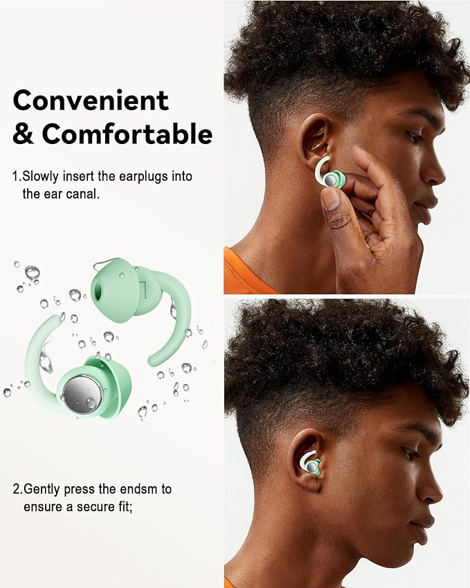 Ear Plugs for Sleeping - Noise Reduction Soft Silicone Earplugs, 2 Pairs Reusable Hearing Protection Earplugs for Noise Sensitivity, Sleep,Snore,Travel,Sound Reduction Noise Cancelling -(Cyan)