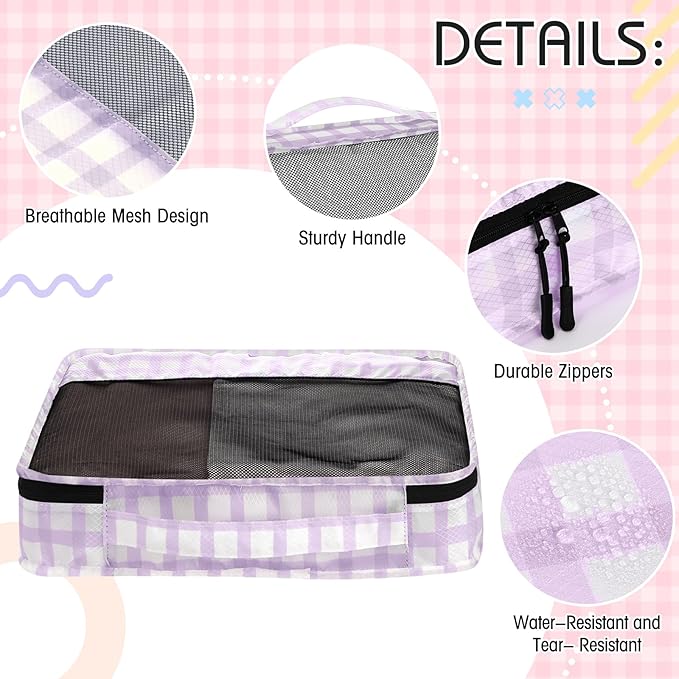 5 Pcs Packing Cubes for Suitcase Large Travel Cubes Carry on Luggage Organizer Bags for Clothes Accessories(Mixed,Plaid)