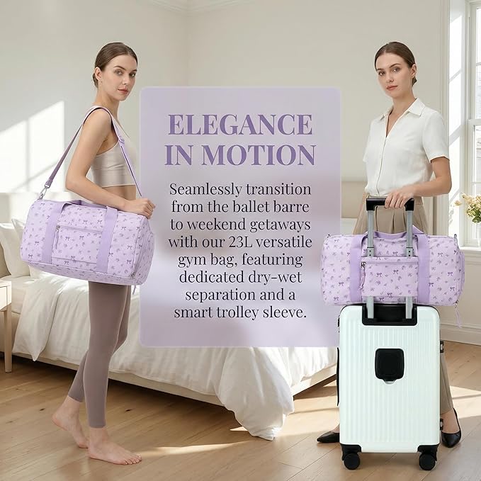 BTOOP Duffle Bag for Gym Sports Women Girls Workout Travel Bag Weekender with Shoe Compartment and Wet Pocket