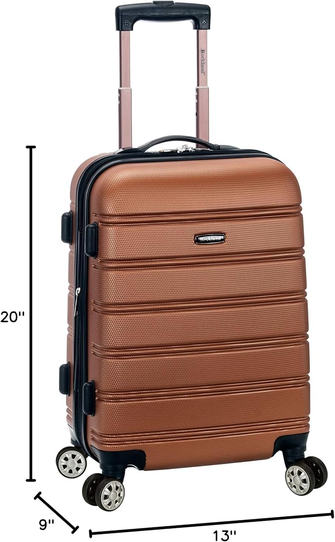 Rockland Melbourne Hardside Expandable Spinner Wheel Luggage, Brown, Carry-On 20-Inch