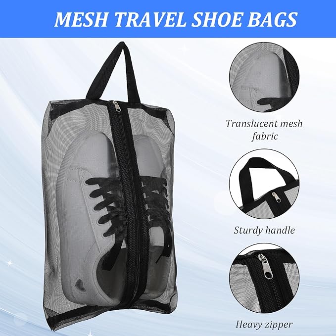 2 Pack Shoe Travel Bag Travel Shoe Bags for Storage Reusable Shoe Bags for Travel with Zipper Travel Essentials Women for and Men Shoe Bag for Gym Sport