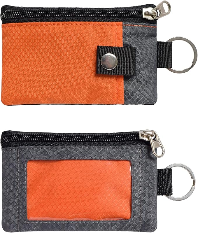 CHENSPRX Minimalist RFID Blocking Small Wallet with ID Window,WaterResistant Zip Id Case Wallet with Lanyard Keychain for Cards,Cash,Travel,Women,Men