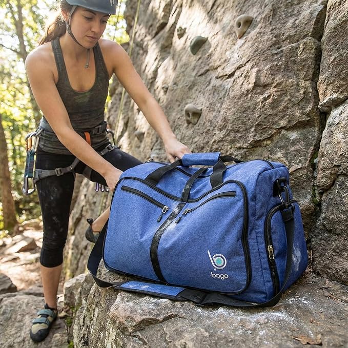 Bago Compact Duffle Bag for Travel Women & Men. Durable Lightweight Foldable Travel Duffel Bags For Traveling Women. 40L Duffle Bags a Reliable Weekender duffel or Overnight Bag With Shoe Compartment