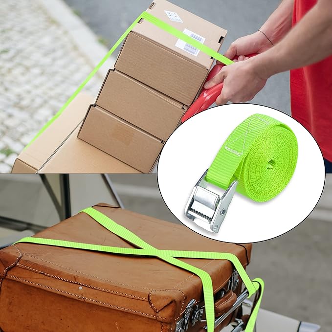 Cartman 1" x 12'Lashing Straps Cargo Tie-Down Strap Up to 600lbs, 6pk in Carry Bag, Green