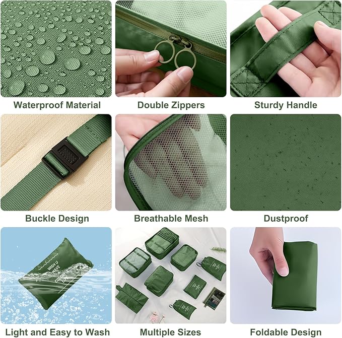 Packing Cubes for Travel-10 Set Luggage Organizer Bags for Family, Mesh Breathable Packing Cubes for Suitcases Durable Travel Essentials Bags Set