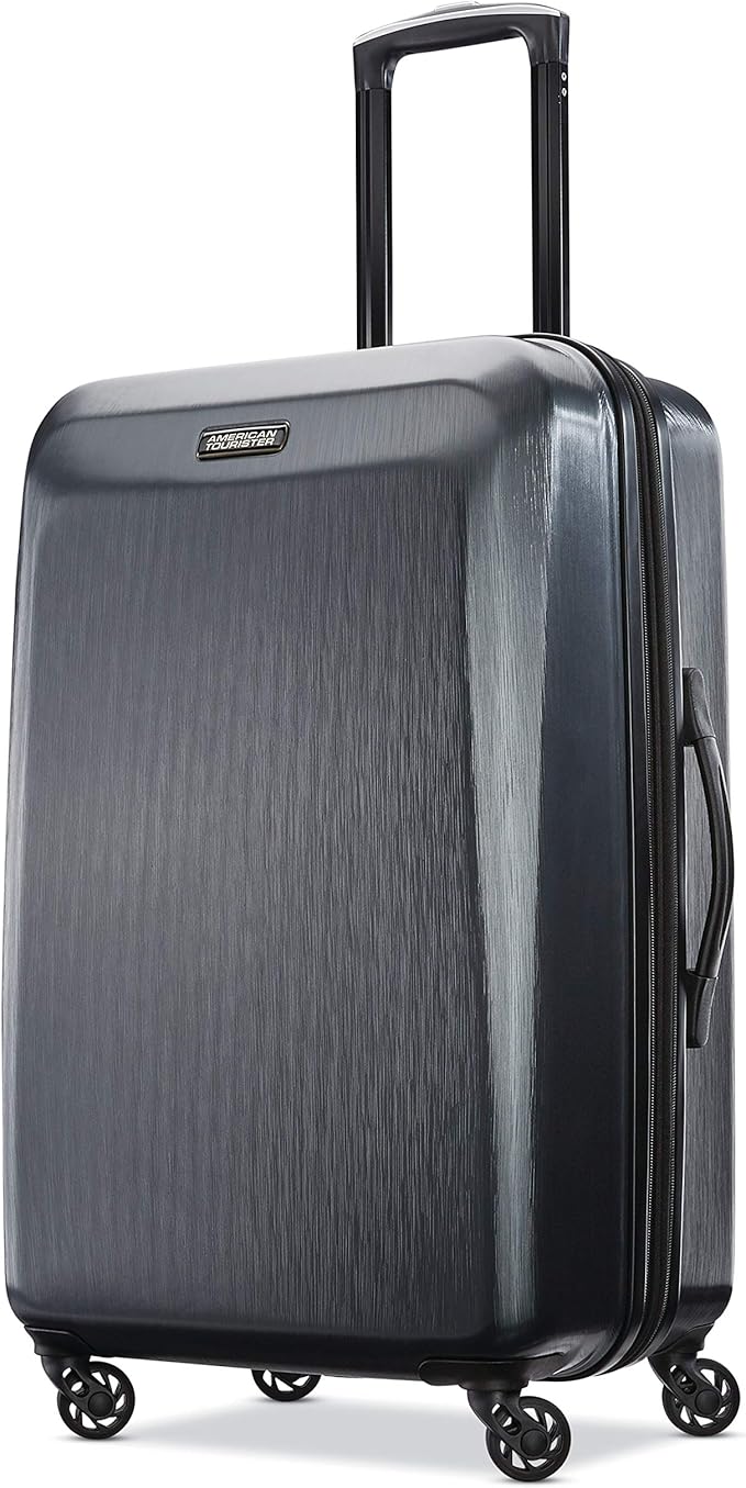 American Tourister Moonlight Hardside Expandable Luggage with Spinner Wheels, Anthracite, Checked-Medium 24-Inch