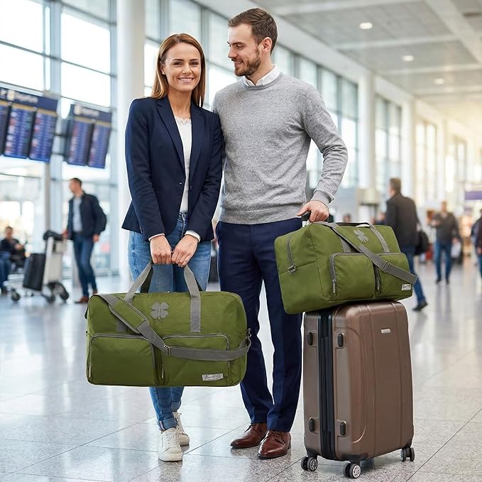 Lucky Travel Duffel Bags 85L, Gym Bag, Travel Bag & Large Duffle Bag for Men, Foldable Overnight Weekender Bags for Women & Men with Adjustable Shoulder Strap, Loden Green