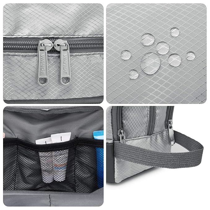Toiletry Bag for Men Hanging Dopp Kit Water Resistant Shaving Bag Small Toiletry Bag for Traveling (Grey)