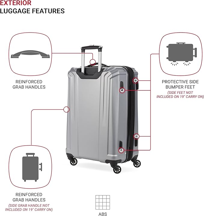 SwissGear 3750 Hardside Luggage with Spinner Wheels, Silver, 2-Piece Set (18.5/23)