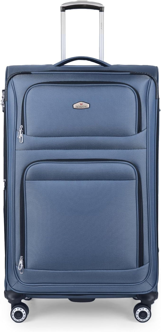 30'' Large Softside Suitcase,Expandable 15% Luggage,w/Double Spinner Wheels w/Combination LOCK,Lightweight Travel Suitcase for Travel（Blue,30in）