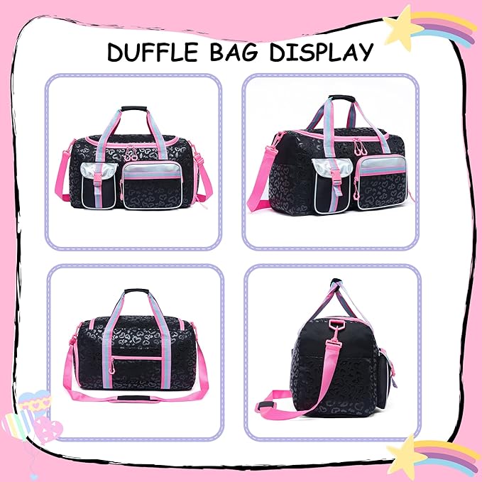 Kids Duffle Bag Girls Women Travel Bag Gifts Overnight Bag for Girls Women Tote Sleepover Bags for Girl Gym Dance Bags with Shoes Compartment
