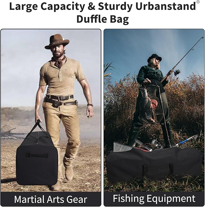 Urbanstand 48 Inch Extra Large Duffle Bag for Travel, Sports Gear Storage Bag with 2-way Lockable Zippers, Long Canvas Duffel Bag for Tent Camping tripod (Black 48inch 2Pack)