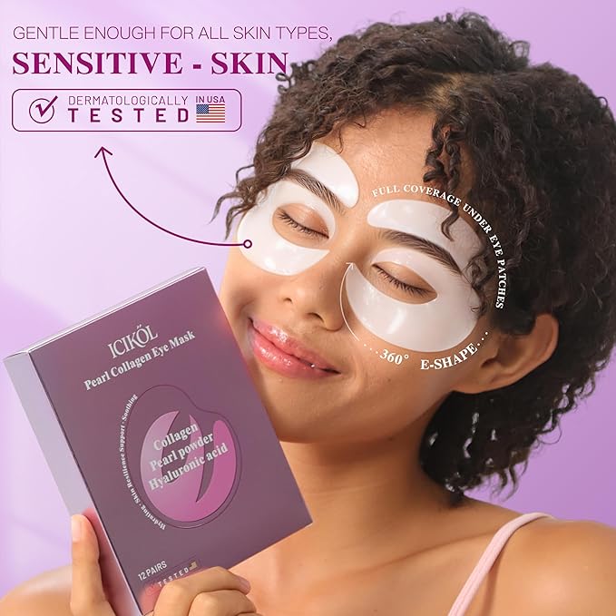 Under Eye Patches with Collagen, Eye Patches for Puffy Eyes and Dark Circles, 360° Under Eye Mask for Puffiness, Wrinkles, Fine Lines, Gifts for Women - Skin Care, 60 Pairs (White)