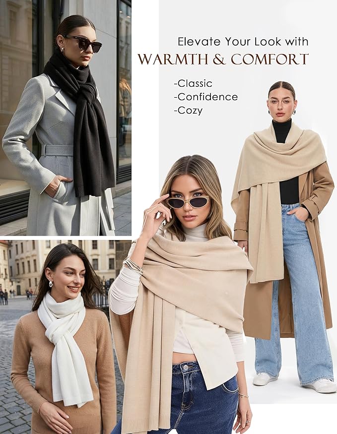 PULI Women's Pashmina Shawl Wraps for Evening Dress Large Scarf Blanket Long Wedding Bridal Winter Warm Shoulder Wrap