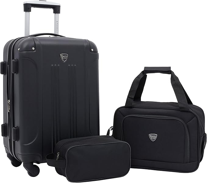 Travelers Club Chicago Hardside Expandable Spinner Luggage, Black, 3 Piece Set