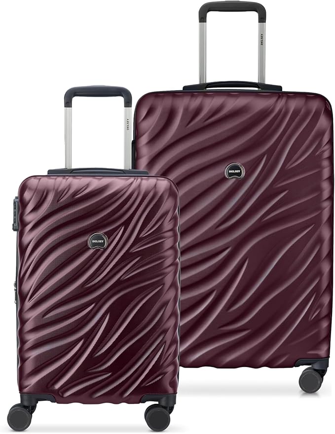 DELSEY PARIS Alexis Durable Luggage Set, Expandable & Lightweight 4-Wheel Spinners, Easy Grip for Smooth Journeys, TSA-Lock Incorporated, Men and Women, Burgundy, 2-Piece Set (21"/25")