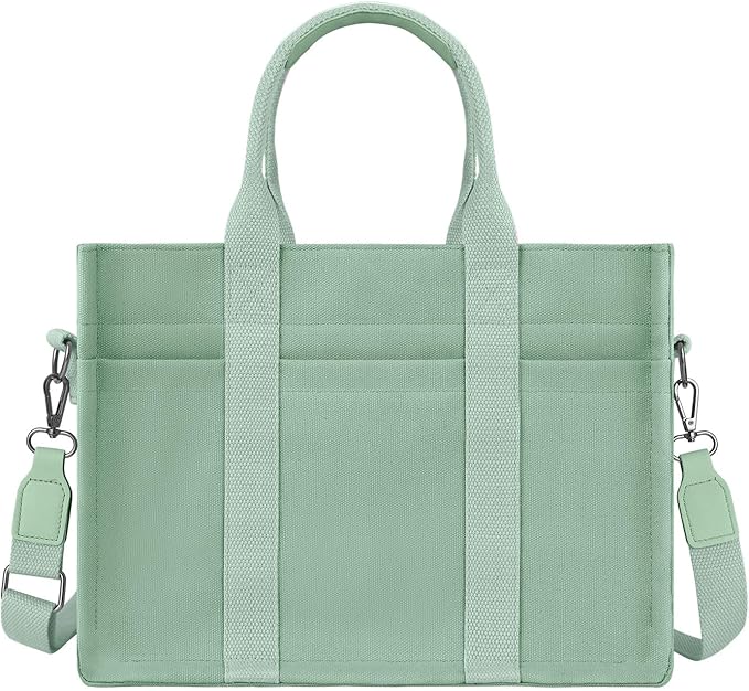 FIORETTO Canvas Tote Bag for Women with Zipper Closure & Individual Compartments for Work College for Teacher & Nurse