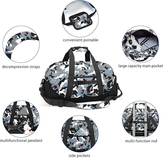 Stumdo Kids Overnighter Duffel Bags for kids, Carry-On Size & Ideal for School Practice or Overnight Travel Weekender Tote for Travel Gym Sport bag for Boys & Girls (11sanhui)