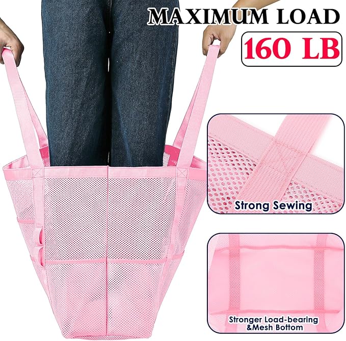 Fammart Mesh Beach Bag, Large Beach Tote with Zipper Pocket, Toys Pool Bag for Family Travel Vacation Cruise Essentials