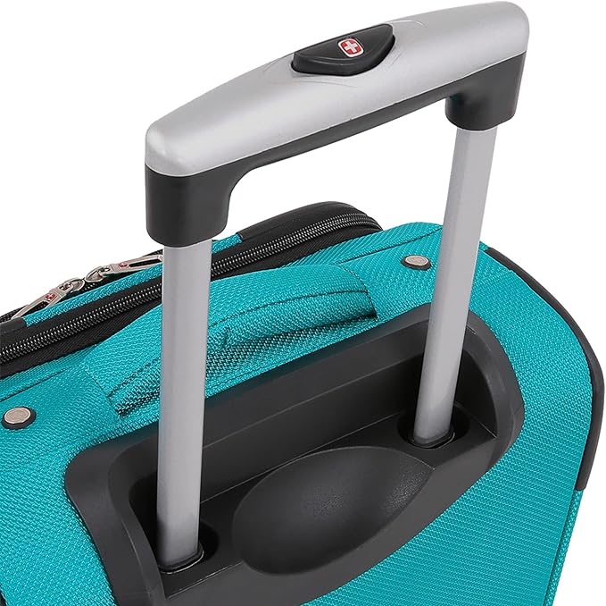 SWISSGEAR Sion Softside Expandable Spinner Luggage Durable Lightweight Travel Suitcase, Teal, Carry-On 21-Inch
