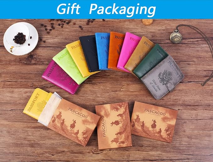 Passport Holder Cover Wallet RFID Blocking Leather Card Case Travel Accessories for Women Men (Atrovirens)