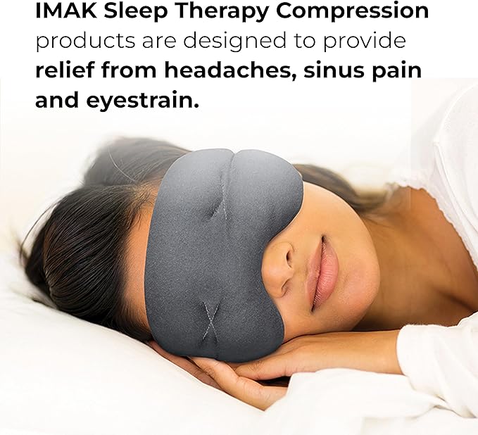 Brownmed Eye Pillow - Compression Eye Mask for Headache Support - Soothes Strain - Eases Sinus Pressure - Cooling - Universal Fit - Breathable Cotton - Washable & Reusable - Grey
