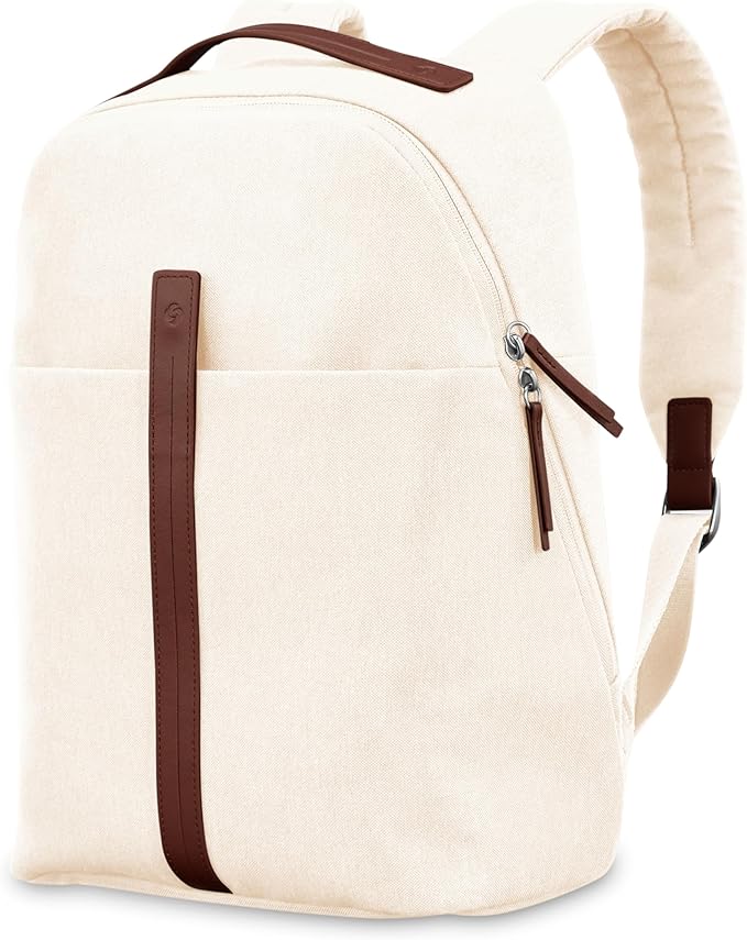 Samsonite Virtuosa Carry-On Travel Backpack with Padded Laptop Sleeve, Off White