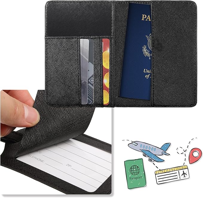 2 Pcs Passport Cover Holder for Travel Waterproof Leather Passport Wallet Case Book Travel Cruise Essentials for Women Men | 2 Pieces, Bridal, Holder, Waterproof, Holder Covers, Travel Wallet