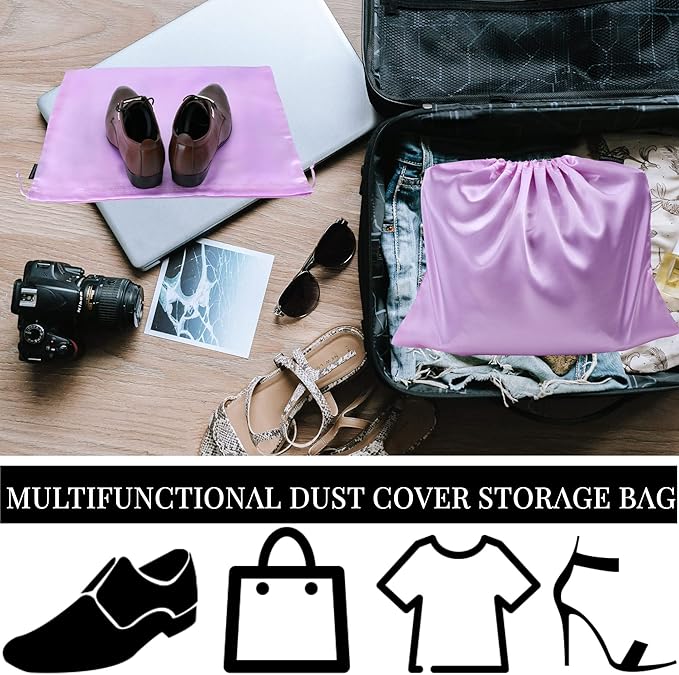 7 Pack Dust Bags for Handbags Storage Silk Cloth Bag With Drawstring Large Storage Pouch for Handbag Purse Shoes Boots