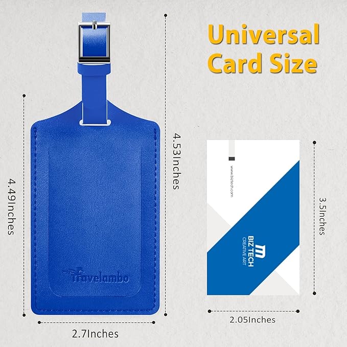 Travelambo 16 Pack Luggage Tags for Suitcases Privacy Protection Bag Tags Faux Leather Travel Accessories Essential, Fresh Blue
