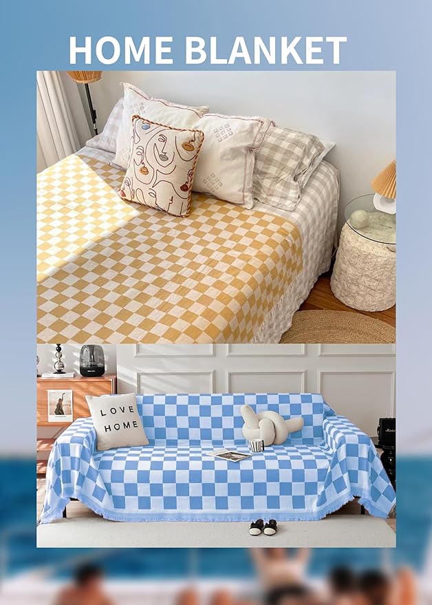 Antfuny Giant Beach Towel Blanket Autumn Outing Stuff for Women & Men Road Trip Camping Gear Ship Cruise Gear Must Haves Extra Large XXL Blue Plain Pattern Airplane Accessories Travel Gadgets