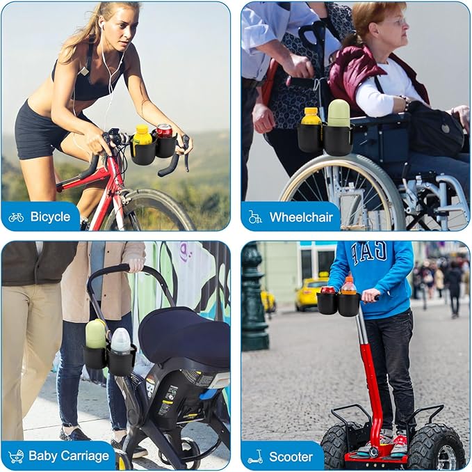Accmor Stroller Cup Holder, Bike Cup Holder, Universal Cup Holder for Uppababy Nuna Doona Strollers, 2-in-1 Cup Phone Holder for Stroller Bike Wheelchair Walker Accessory