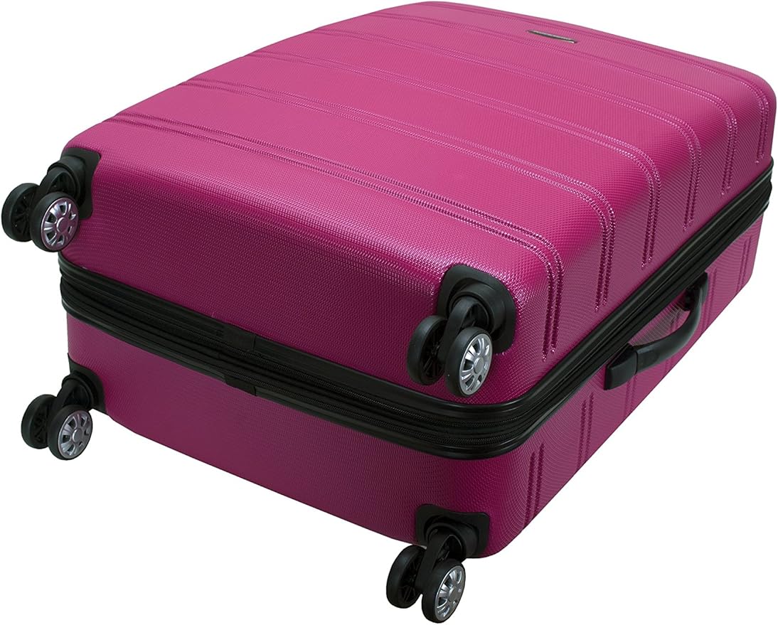 Rockland Melbourne Hardside Expandable Spinner Wheel Luggage, Magenta, Checked Large 28"