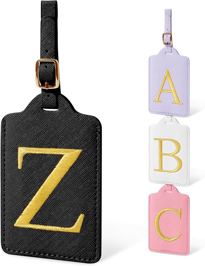 Personalized Initial Letter Luggage Tags for Suitcases,Suitcase Identifier Baggage Tag,Cute Travel Luggage Tags,Best Gift Wedding Birthday for Couples Honeymoon Friend Family Vacation(Black Z)