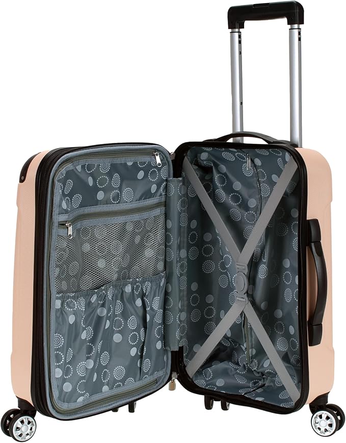 Rockland London Hardside Spinner Wheel Luggage, Champagne, 3-Piece Set (20/24/28)