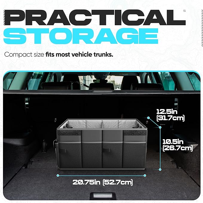 FORTEM Trunk Organizer For SUV Car Trunk Organizer, Foldable Storage, Car Accessories for Women Men, Collapsible Bag, Perfect Christmas Gifts, 600D Oxford, Non Slip Bottom, Straps, Soft Cover (45L)