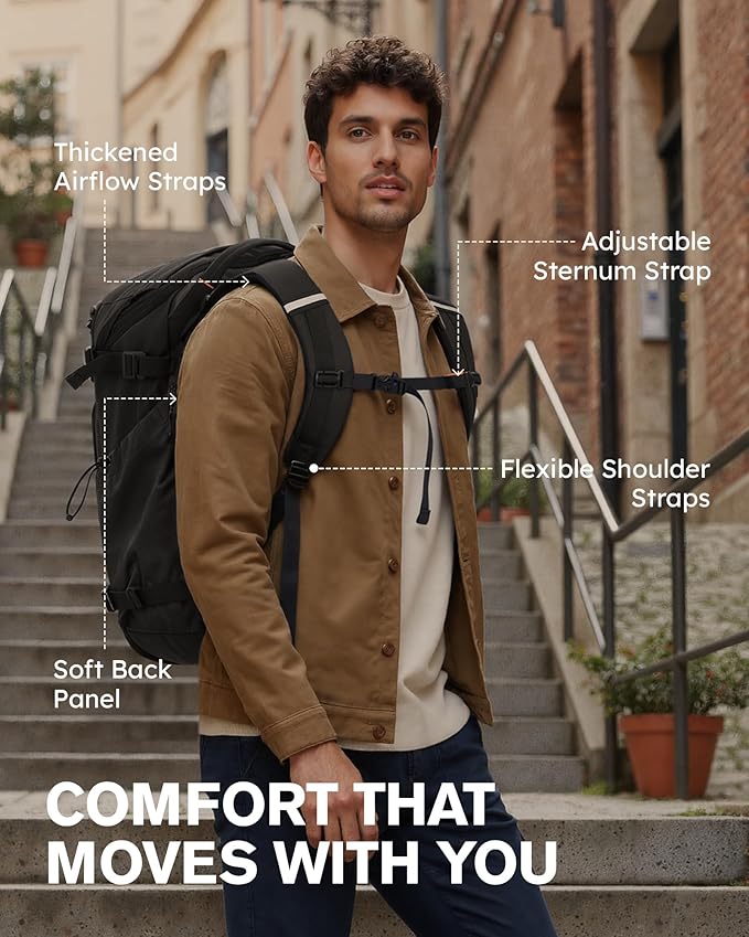 Tolaccea Travel Backpack Carry On 40L, Large Laptop Backpack with 3 Packing Cubes, Flight Approved Duffel Luggage Bag for Men Women, Water-resistant Business Rucksack Daypack, Fits 15.6" Laptop, Black