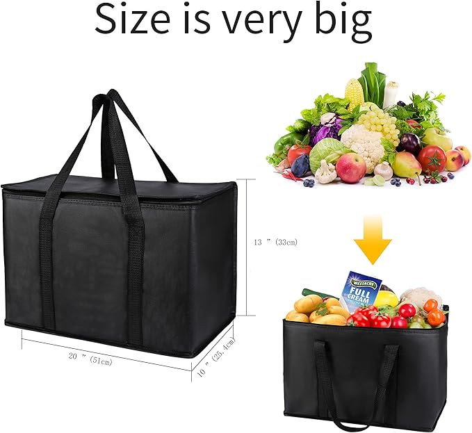 musbus 2Pk Insulated Reusable Grocery Bags, Collapsible Cooler Bag for Groceries, Heavy Duty Large Insulated Bag (16''x9''x13'', Spring Stroll)