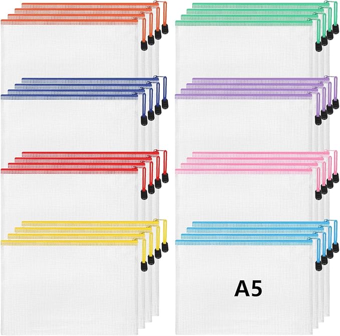 Jetec 32 Pcs Mesh Zipper Bags Toy Storage Bikini Organizer Bag Bolsas Para Guardar Trajes De Bano Waterproof Zipper Reusable Pouch Puzzle Multipurpose for Storage Office(Cute Color,9 x 7 Inch)