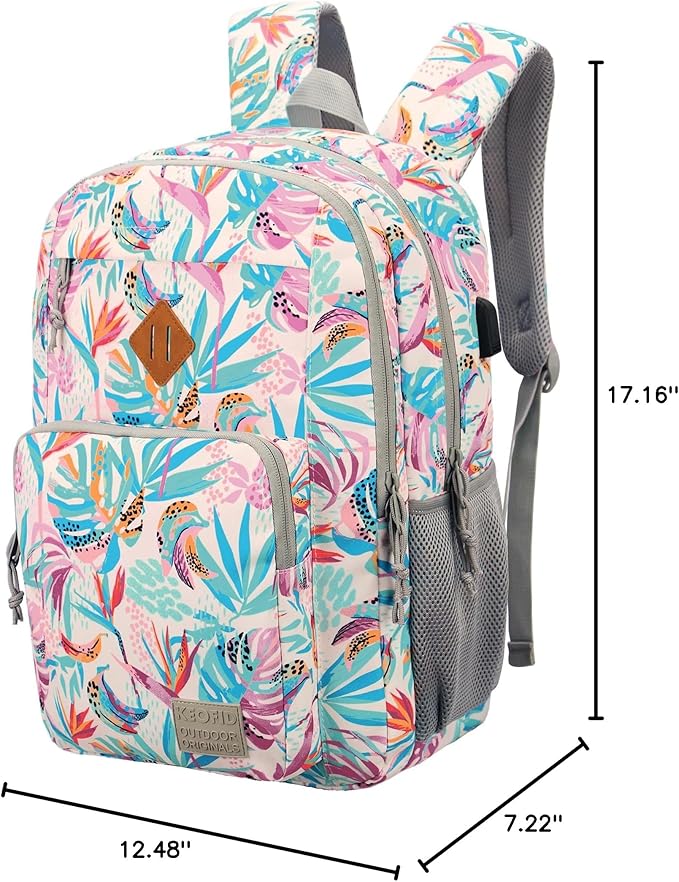 KEOFID Classic Laptop Backpack for Men and Women - Anti-Theft with USB Charging, Water Resistant, 15.6" Laptop Compartment, 1-Year Warranty